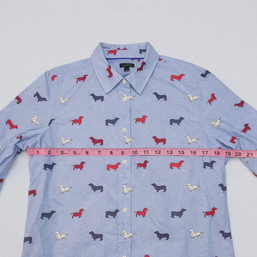 Talbots Women’s Cute Small Button Down Shirt Dachshund Wiener Dog Print Preppy - Picture 6 of 7